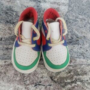 Vintage GOLD BUG baby shoes sz 3 primary block colors lace up  sneakers